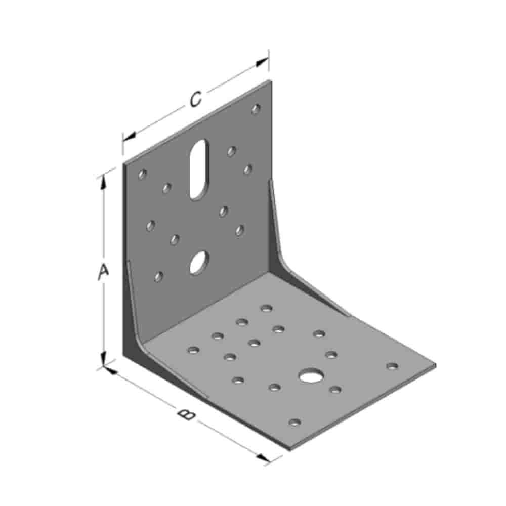 Συνδετήρας γωνίας 100 x 100 x 90 x 2 mm με νεύρο-0