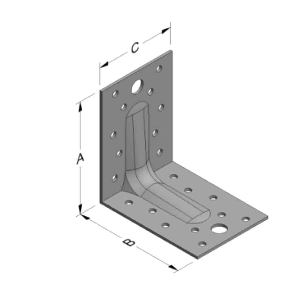 Συνδετήρας γωνίας 88 x 88 x 65 x 2 mm με νεύρο-0