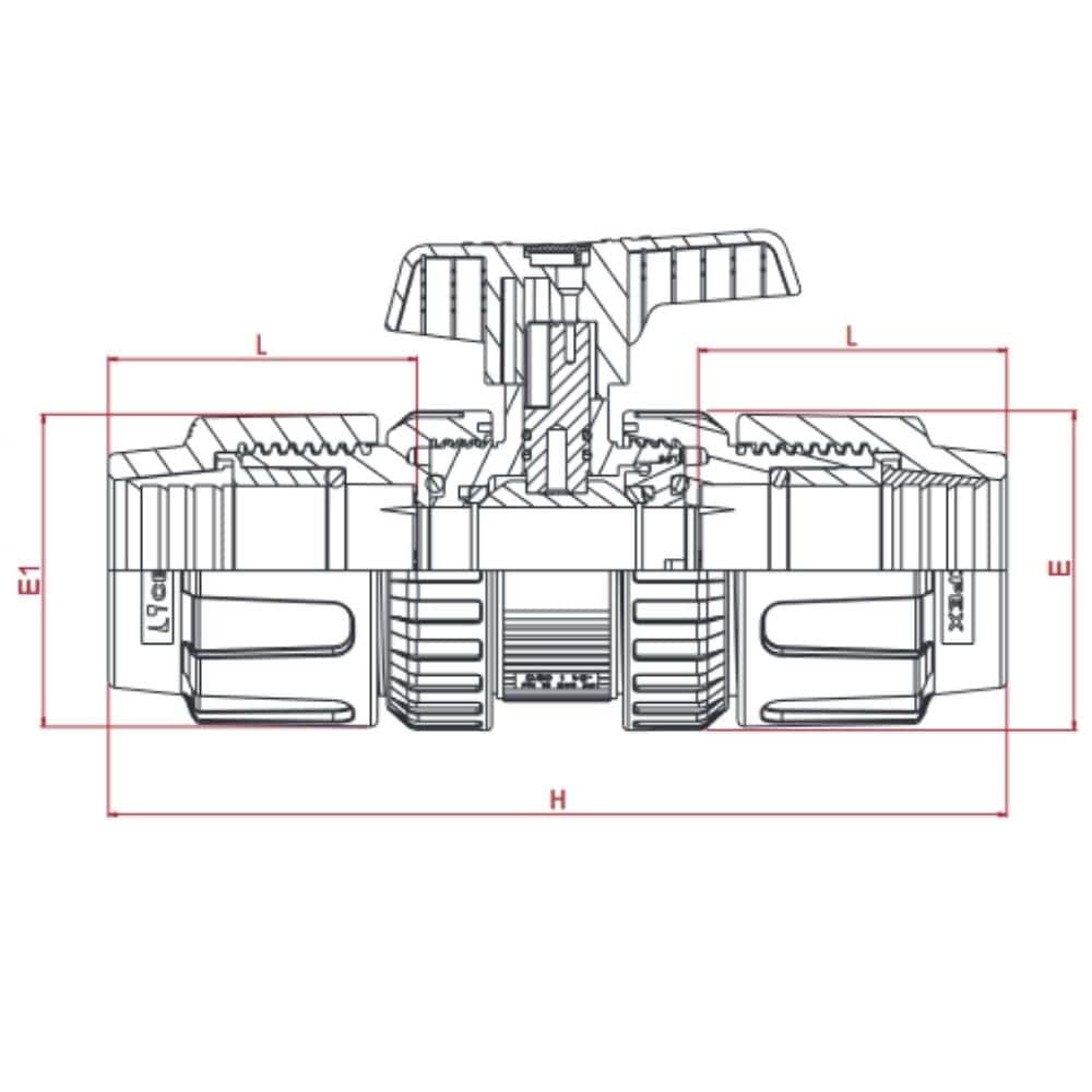 PP PE Σύνδεσμος Σφαιρική Βαλβίδα 40 x 40-0