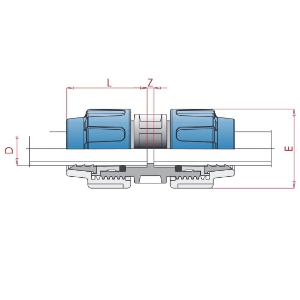 PP PE Σύνδεσμος Σωλήνα Συμπλέκτης Μούφα 40 x 40-0