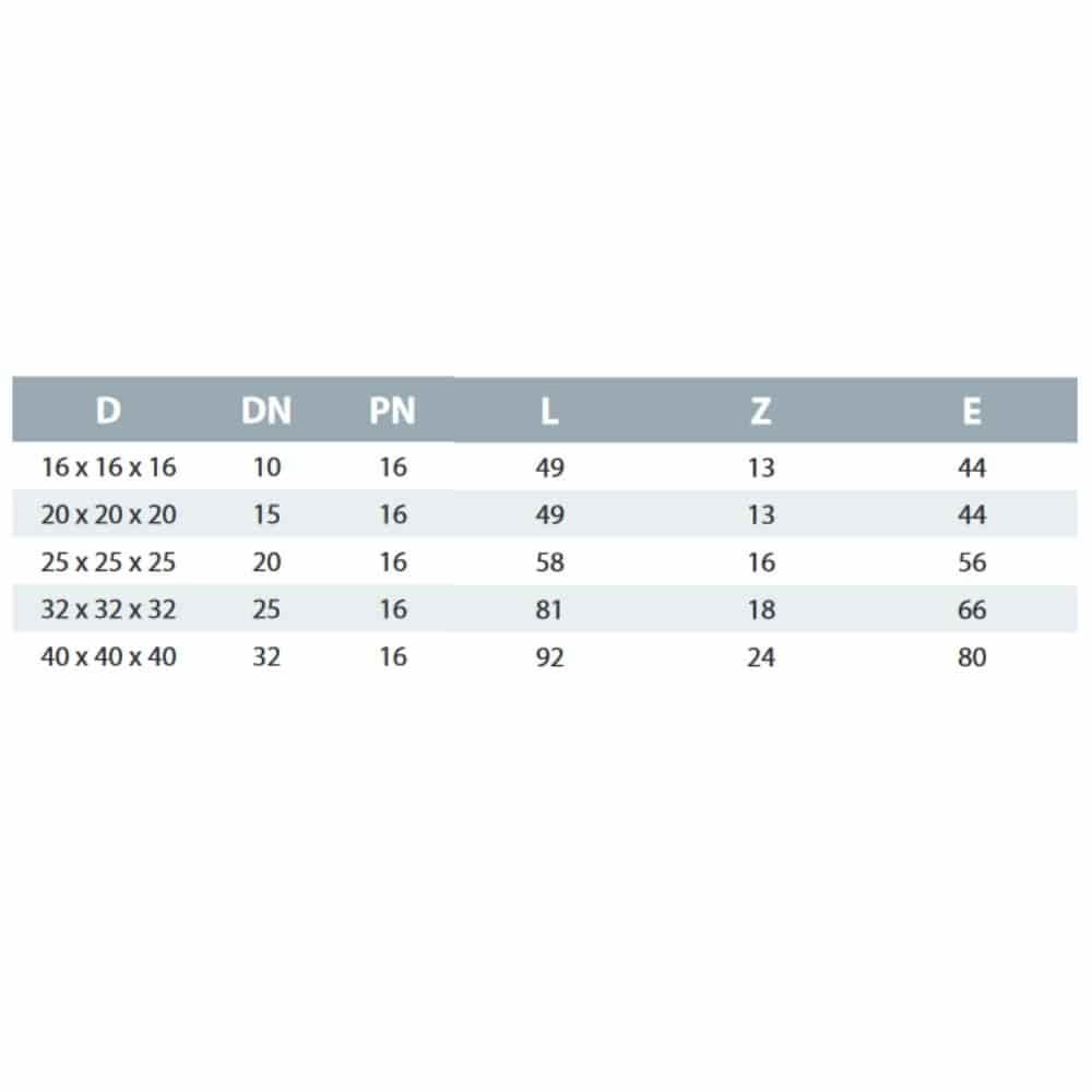 PP PE Σύνδεσμος σωλήνα Τ-κομμάτι 3 συνδέσεις 20 x 20 x 20-1