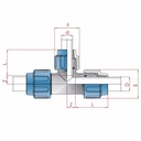 Σύνδεσμος σωλήνα PP PE Τ-κομμάτι μειωμένο 40 x 32 x 40-0