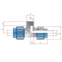 PP PE Σύνδεσμος Σωλήνα Τ-κομμάτι 20 x 1/2" IG x 20-0