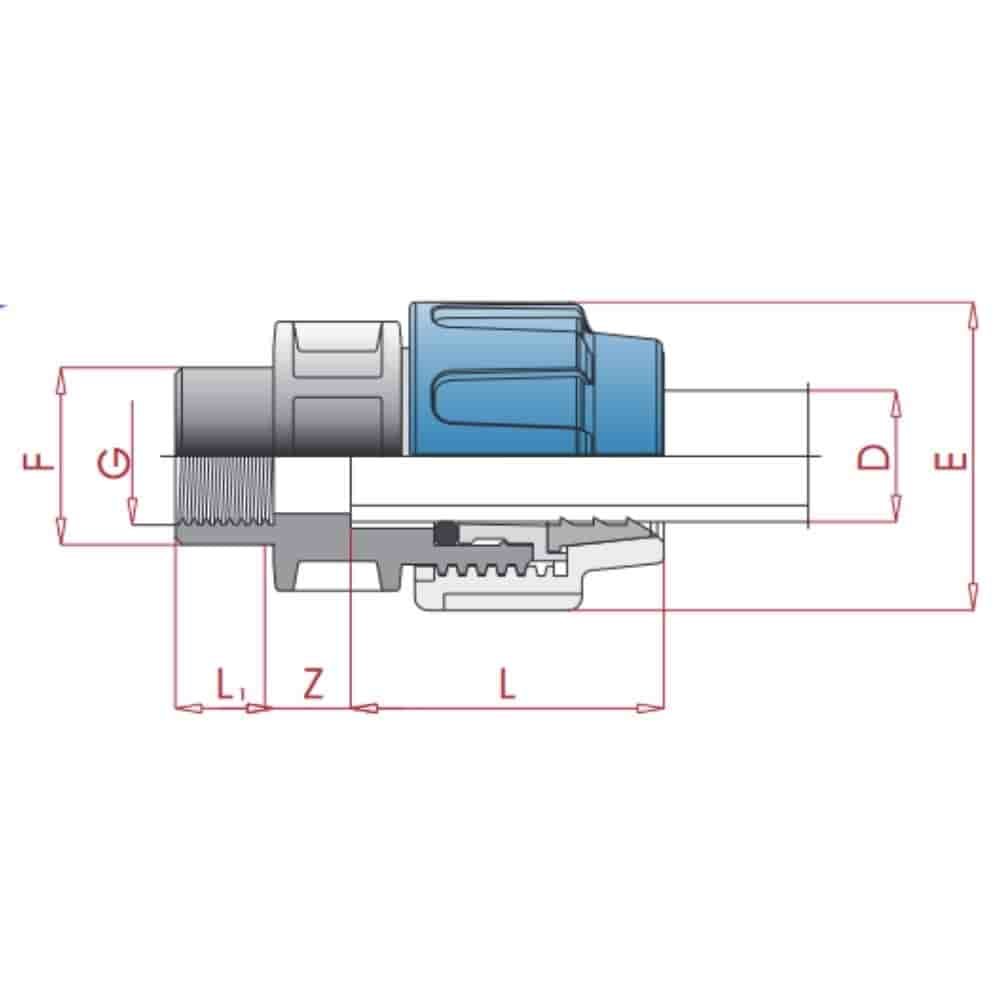 PP PE Σύνδεσμος Σωλήνα Σύζευξη IG 20 x 1/2"-4