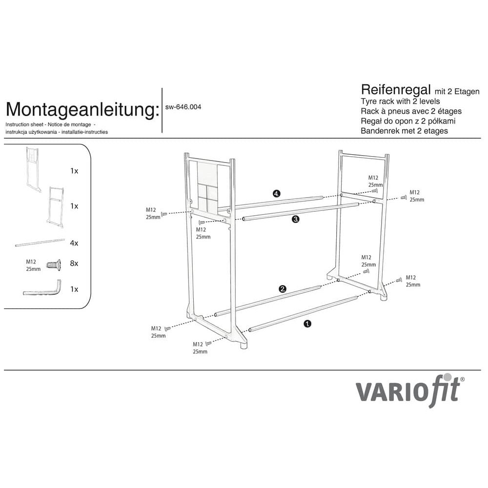 Ραφιέρα για ελαστικά με 2 επίπεδα 300 kg 1205 x 780 x 1325 mm-0