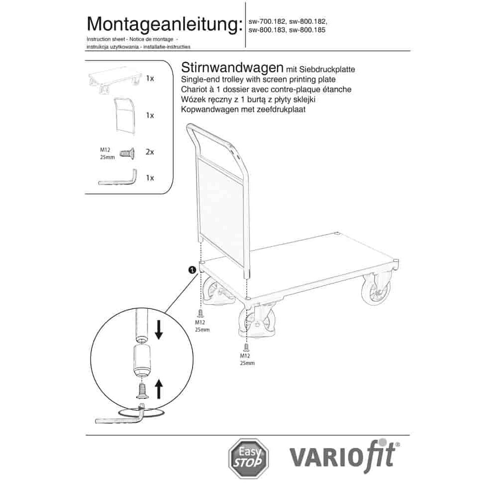 Αμαξίδιο με μπροστινό τοίχωμα 1000 kg Τύπος S + EasySTOP-0