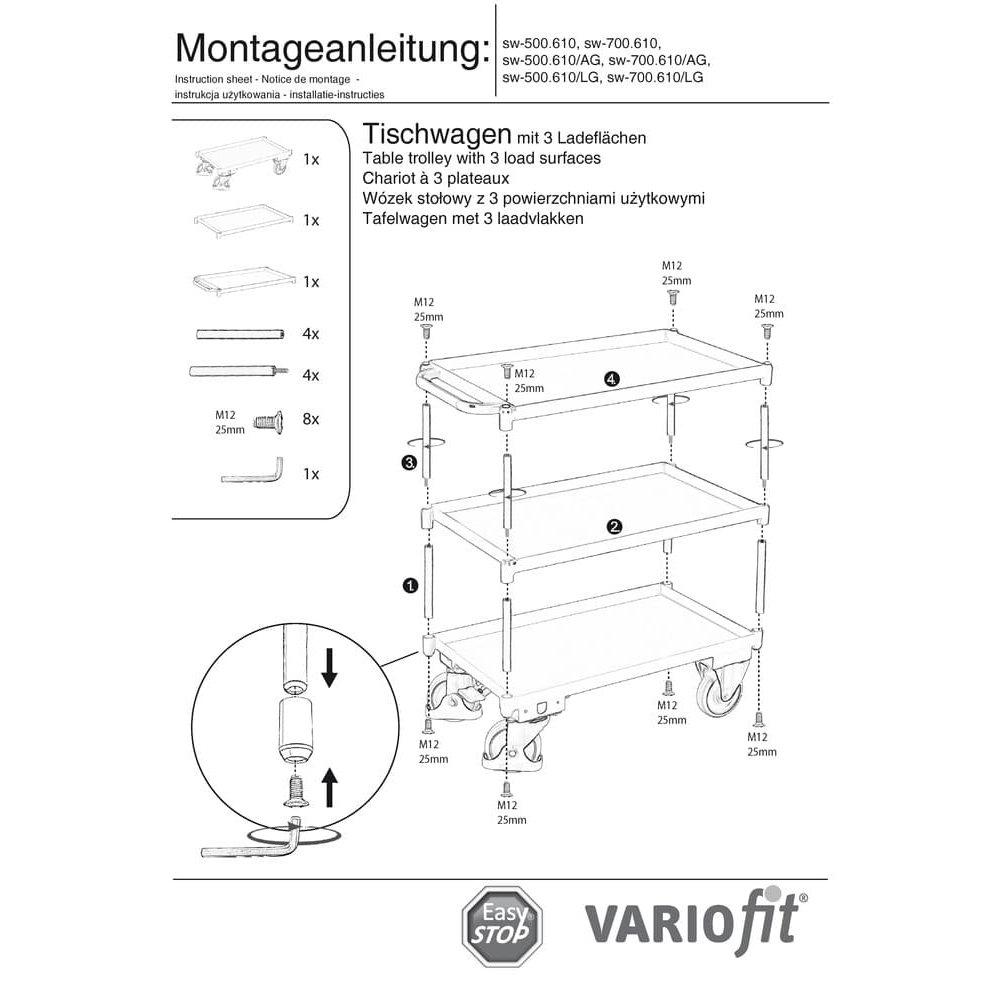 Μεγάλο τραπέζι με 3 επίπεδα, στεφάνη 40 mm ύψος + EasySTOP-1