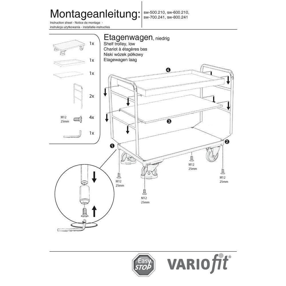 Όροφος με 1 δίσκο και 2 ράφια 250 kg φορτίο τύπου XL + EasySTOP-1