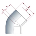 PVC-U 45°Σύνδεσμος Υποδοχής 20 mm PN16-0