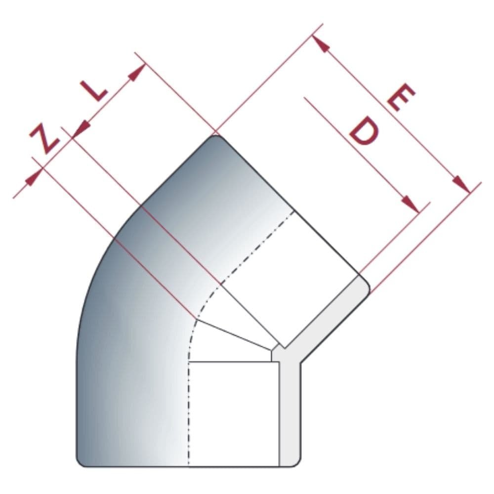 PVC-U 45°Σύνδεσμος 25 mm PN16-0