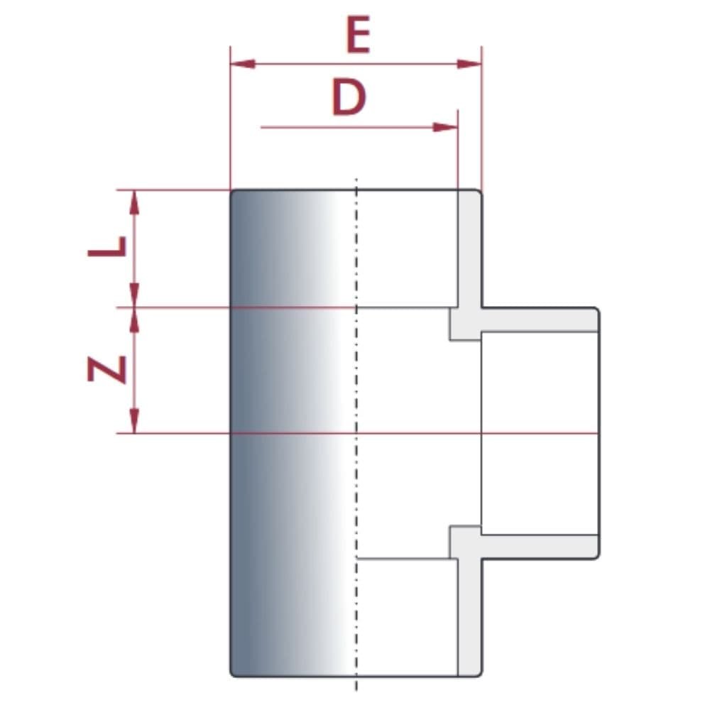 PVC-U Τ-κομμάτι υποδοχή 20 mm PN16-0