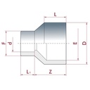 PVC-U Μείωση μακρύ 32-25mm x 20 mm PN16-0