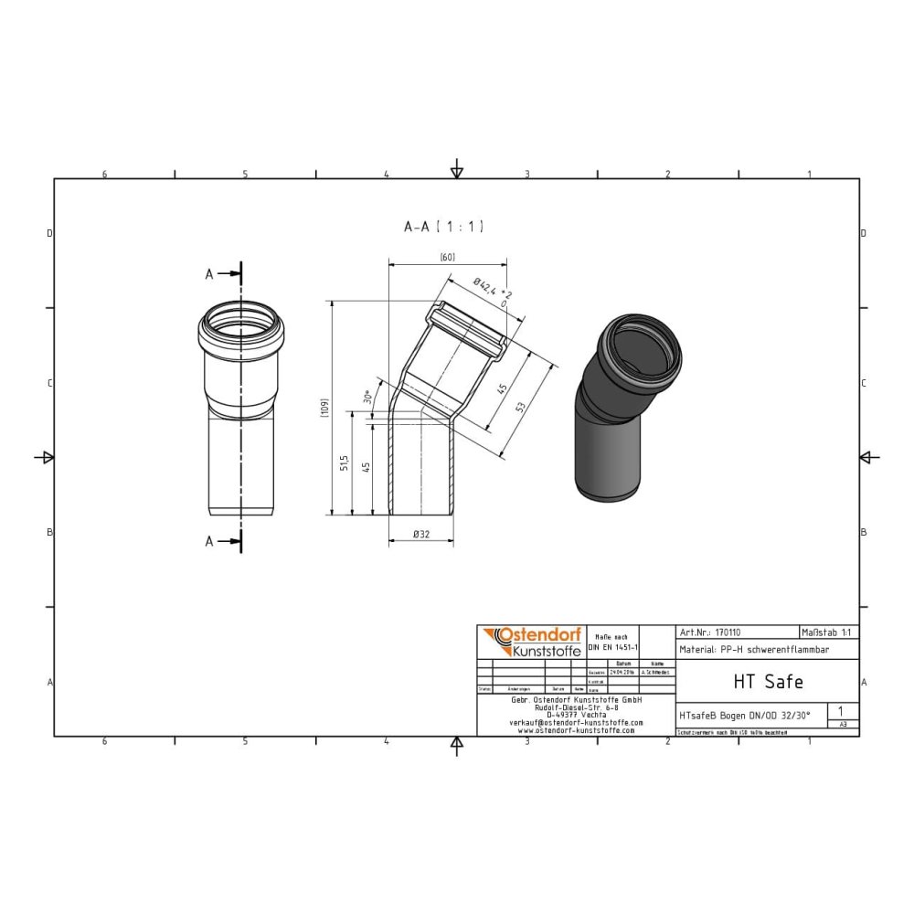 HTsafeB Καμπύλη DN/OD 32 30 Μοίρες-1