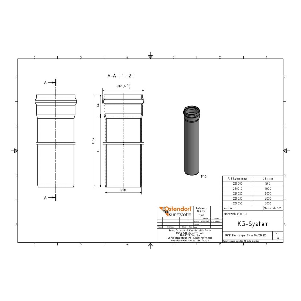 Σωλήνας KGEM SN 4 Coex DN/OD 110 x 1000 mm-1