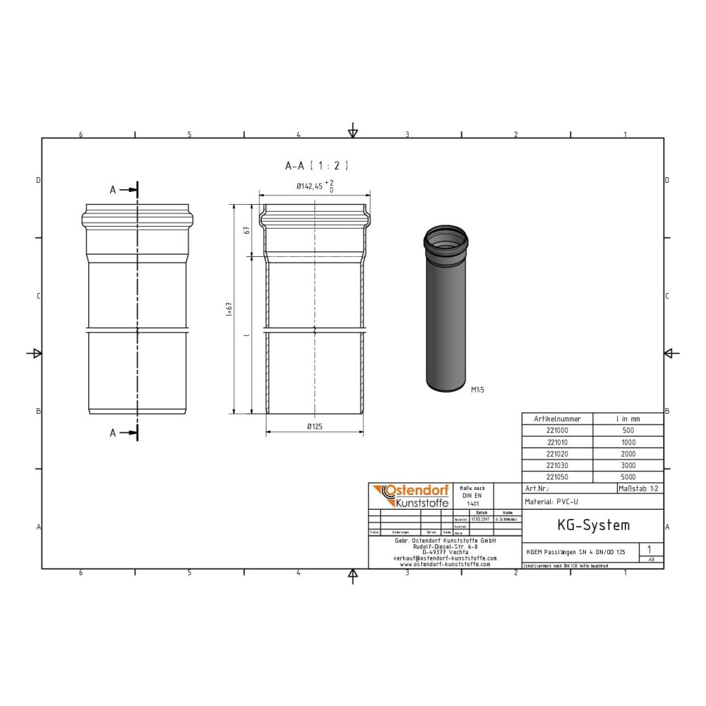 Σωλήνας KGEM SN 4 DN/OD 125 x 1000 mm-1