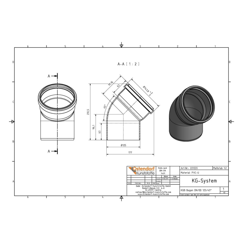 KGB Bogen DN/OD 125 45 Μοίρες-1