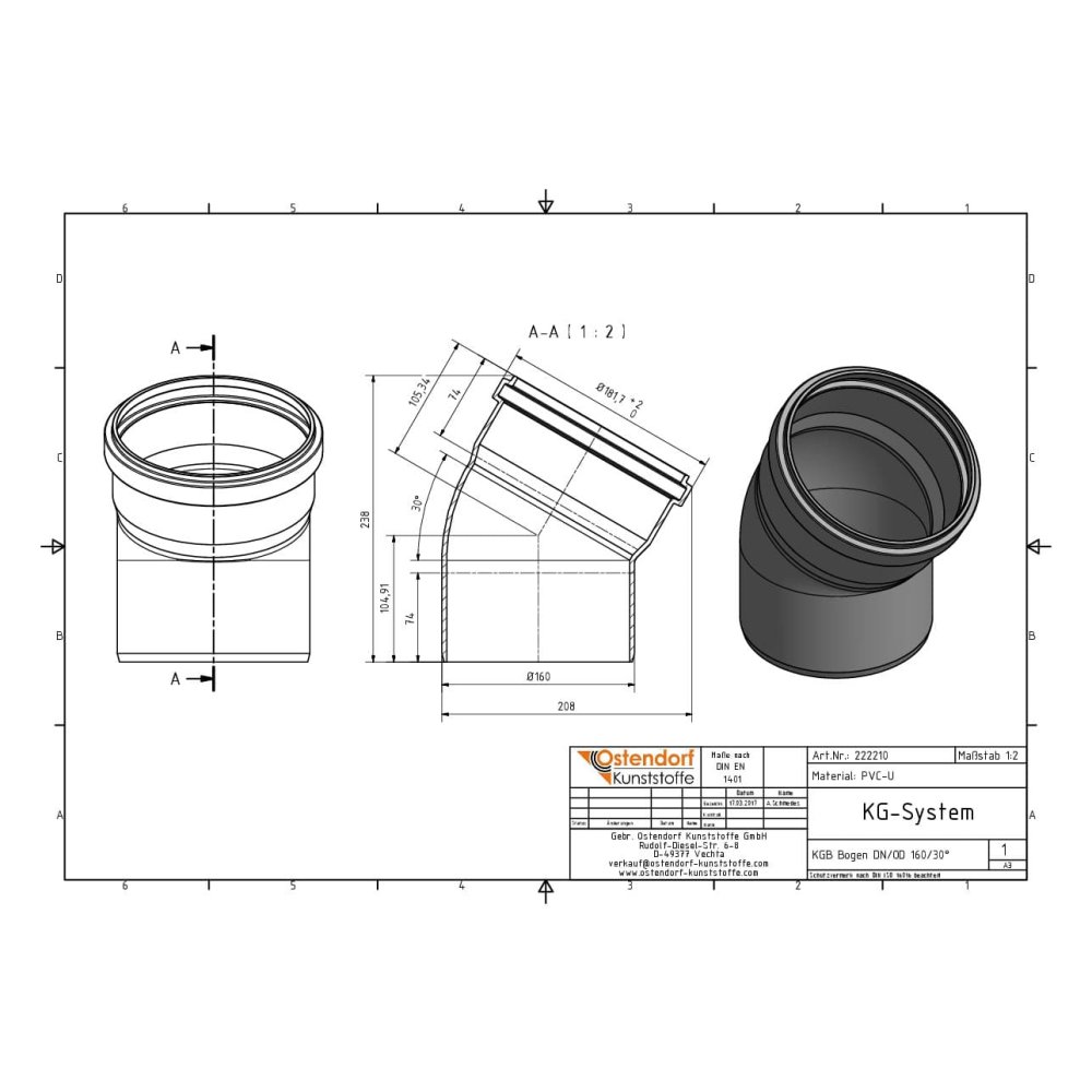 KGB Bogen DN/OD 160 30 Μοίρες-1