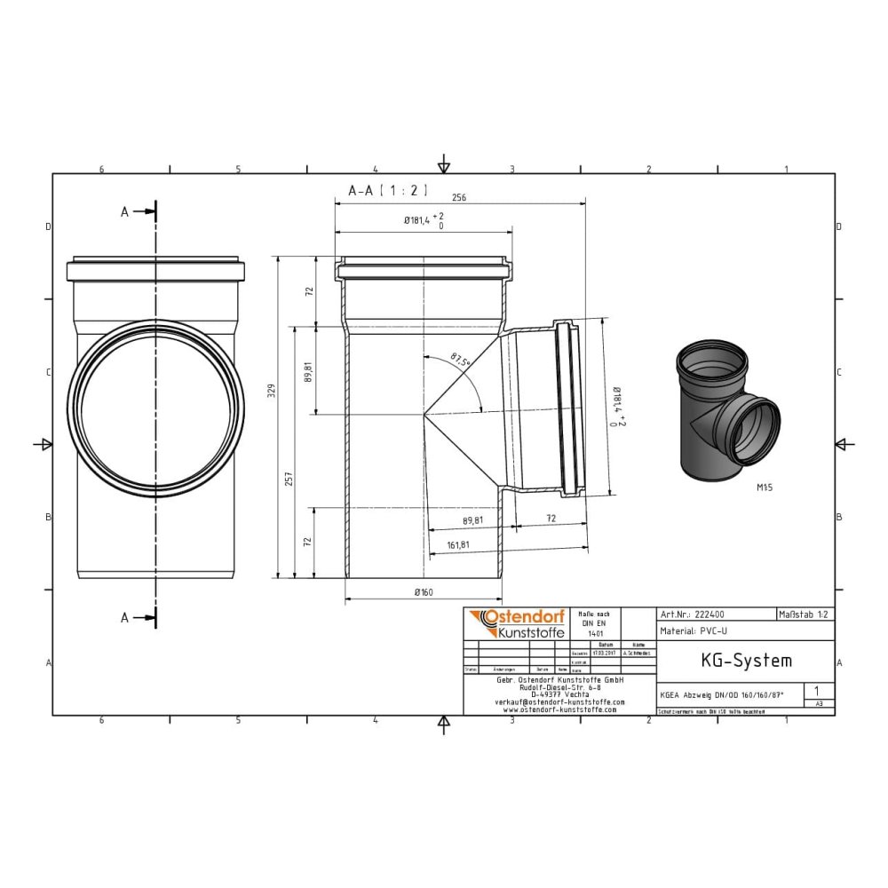 KGEA Διακλάδωση DN/OD 160/160 87 Μοίρες-1