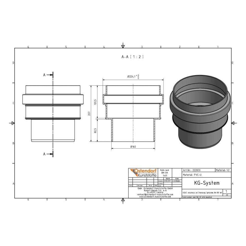 KGUS Σύνδεση με κεραμικό άκρο DN/OD 160-0