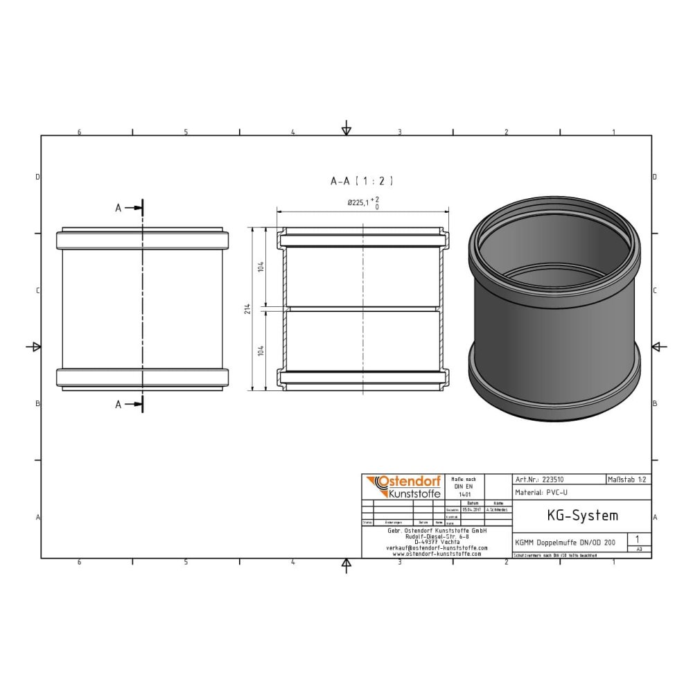 KGMM Διπλό μανίκι με σκαλοπάτι DN/OD 200-1