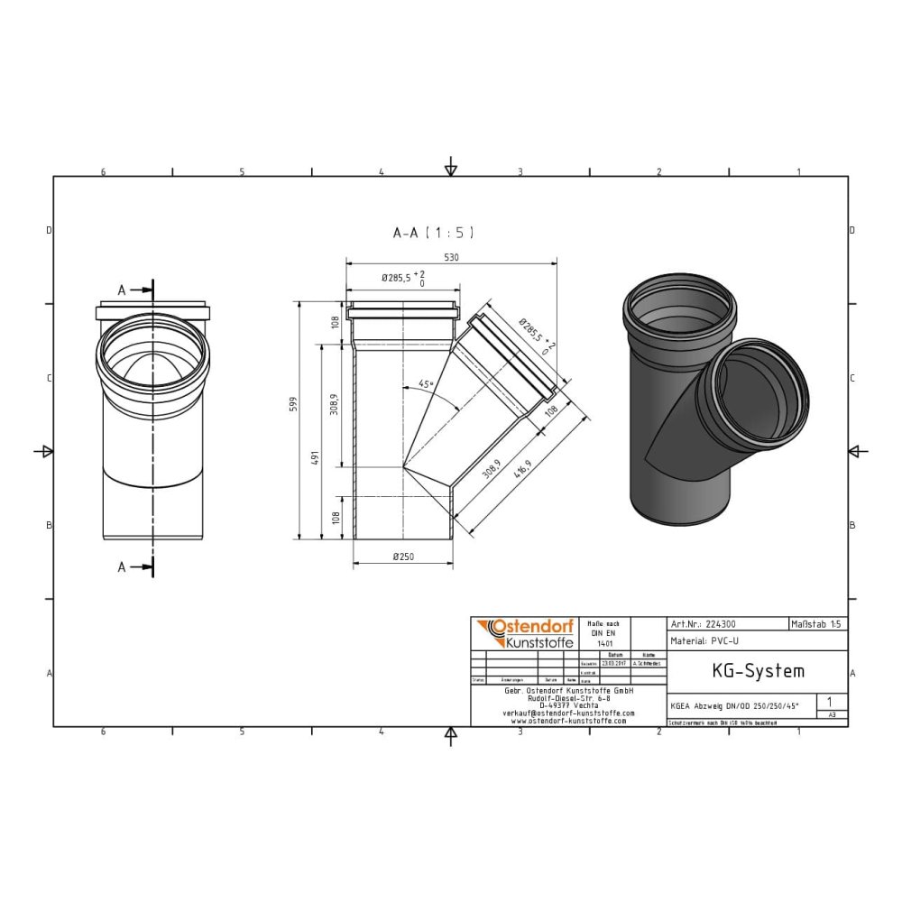 KGEA Διακλάδωση DN/OD 250/250 45 Μοίρες-1