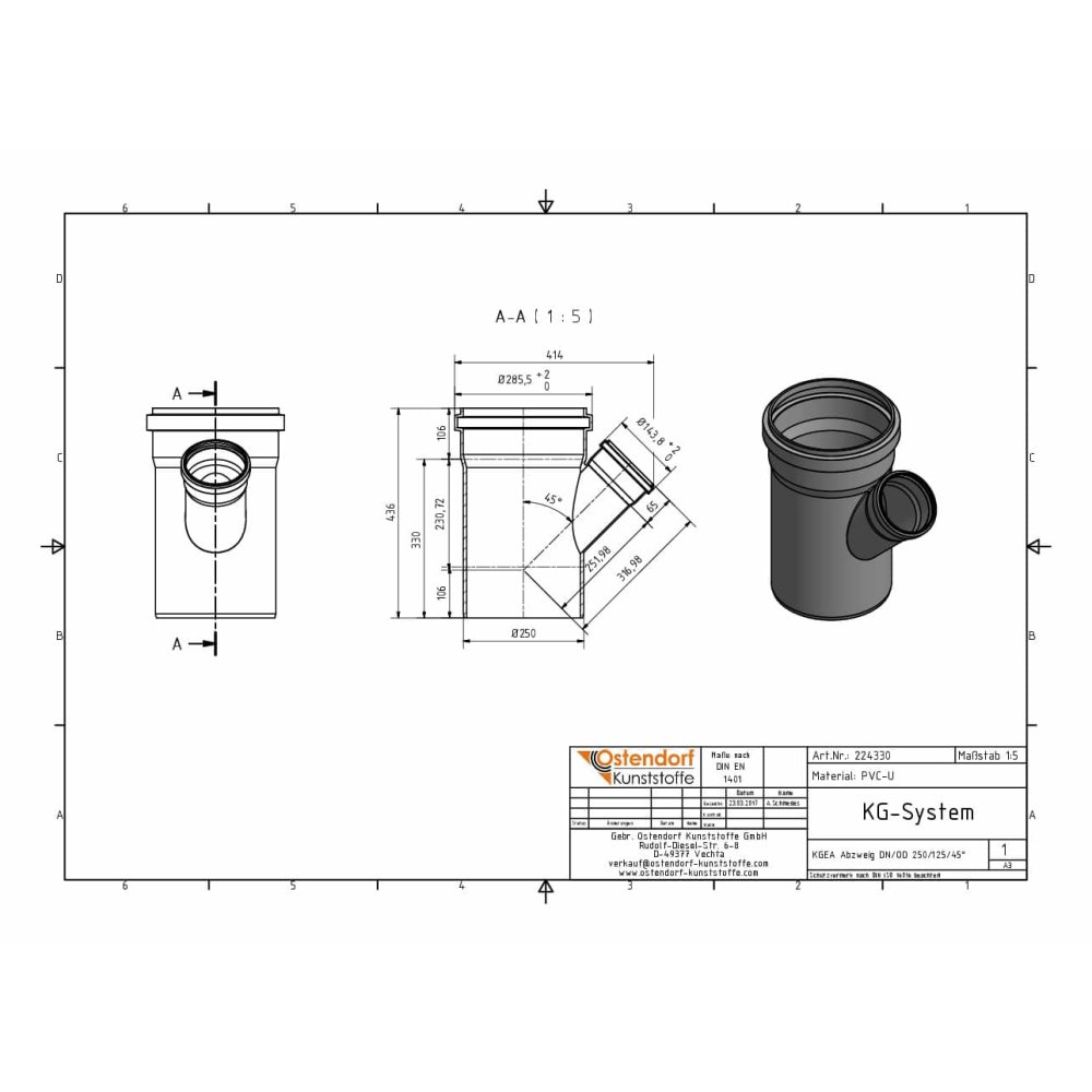 KGEA Διακλάδωση DN/OD 250/125 45 Μοίρες-1