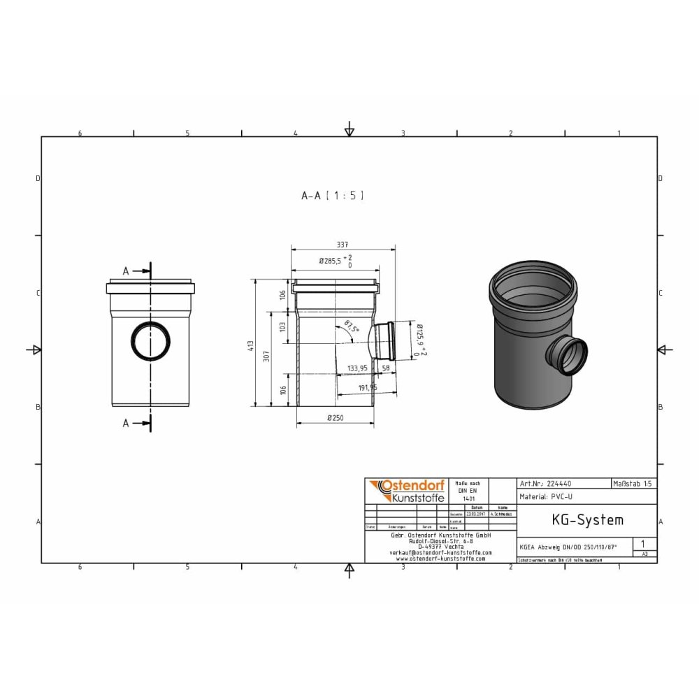 KGEA Διακλάδωση DN/OD 250/110 87 Μοίρες-1