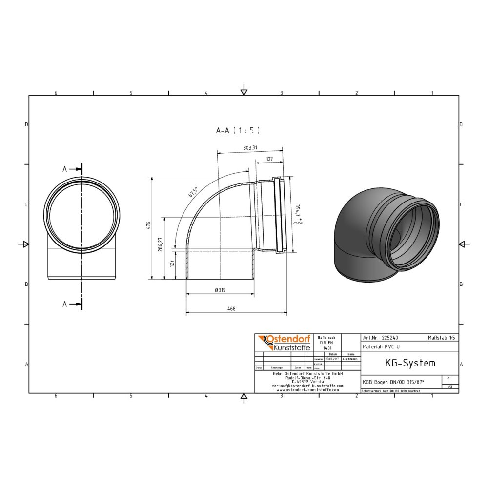 KGB Αγκώνας DN/OD 315 87 Μοίρες-1