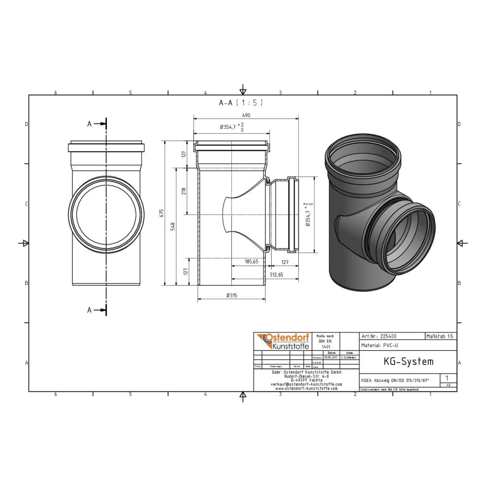 KGEA Διακλάδωση DN/OD 315/315 87 Μοίρες-1