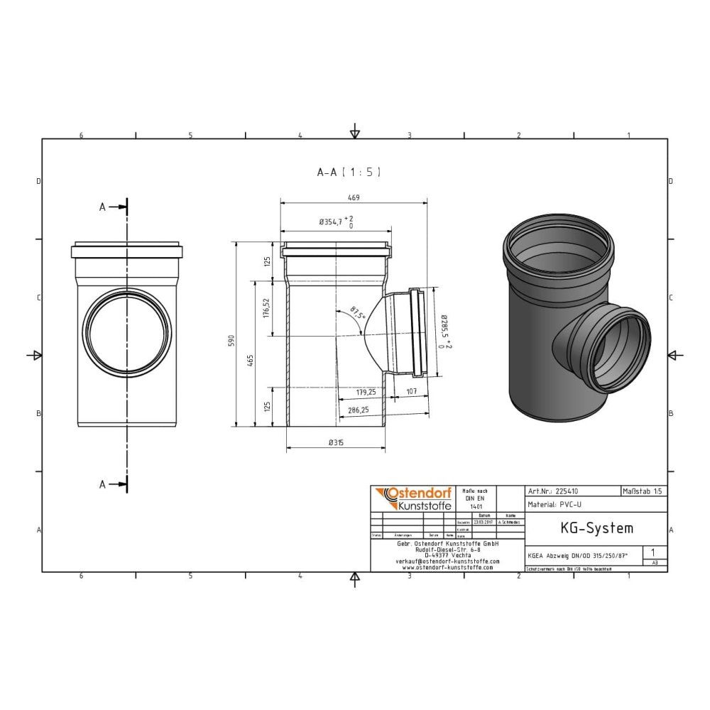 KGEA Διακλάδωση DN/OD 315/250 87 Μοίρες-1