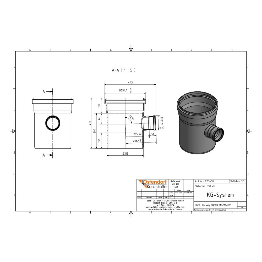 KGEA Διακλάδωση DN/OD 315/110 87 Μοίρες-1