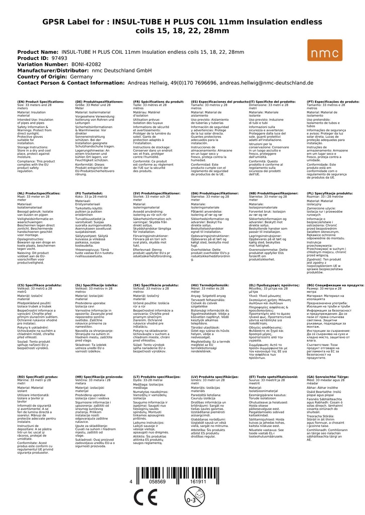 INSUL-TUBE H PLUS COIL 11mm Μόνωση συνεχής Coils 15, 18, 22, 28mm-0