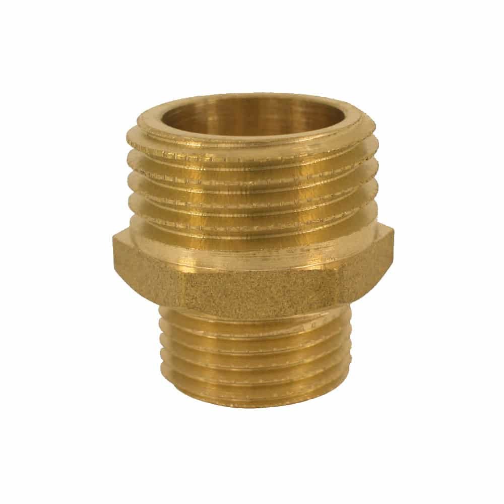 Threaded Fitting Brass Double Nipple Reduced 1 1/2" M x 2" M