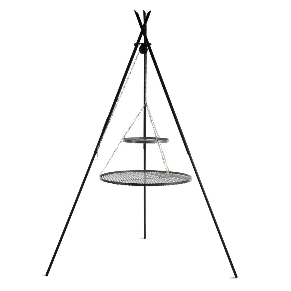 Ψησταριά "TIPI" 210 cm + Διπλή σχάρα 80 cm και 40 cm από φυσικό ατσάλι