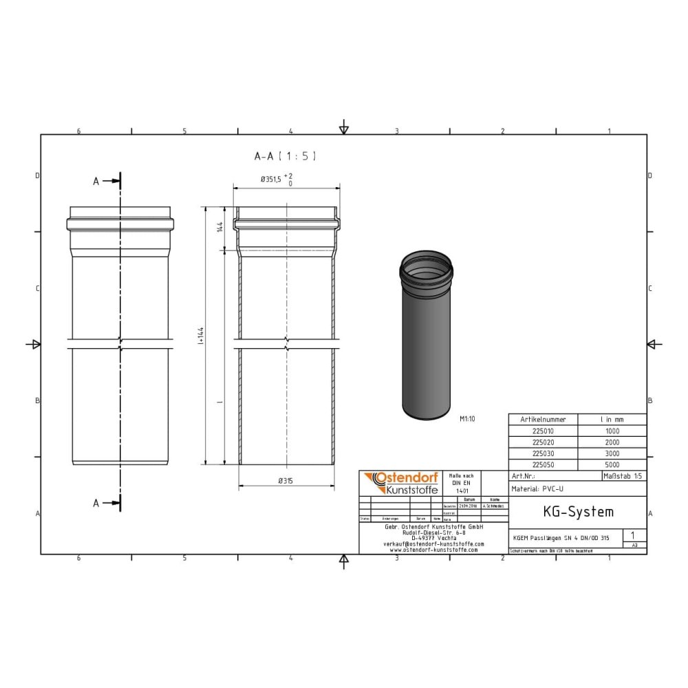 KGEM Σωλήνας SN 4 DN/OD 315 x 1000 mm