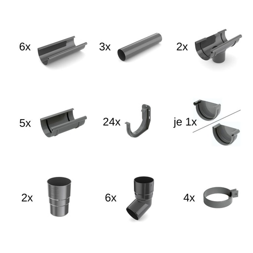 [BONI-62-024E-SET12] Σετ υδρορροής 12μ γραφίτης Σύστημα 125